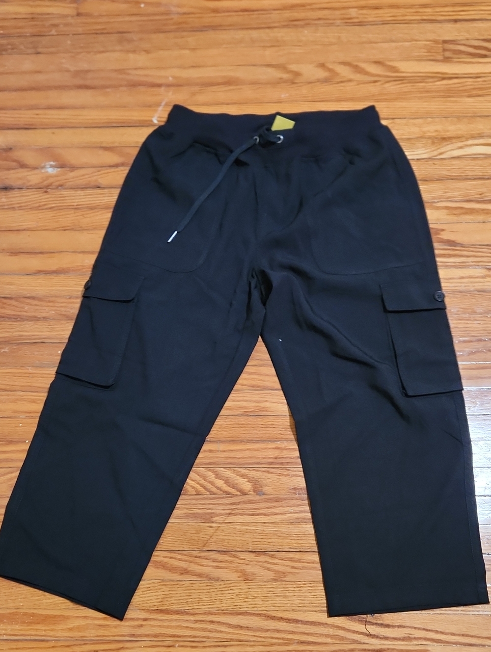 Black Women's Cargo Capris with Drawstring Waist